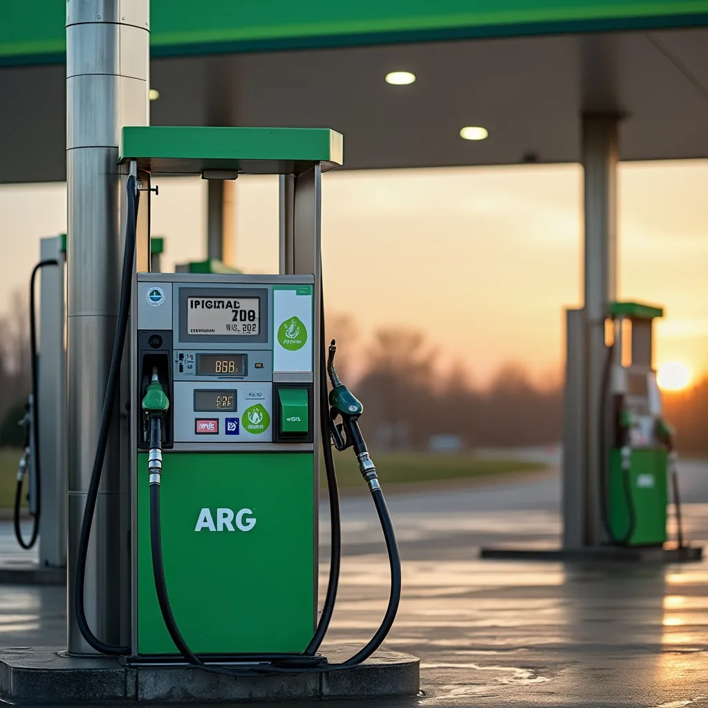 Detalle de un surtidor de combustible ecológico en EstacionesARG